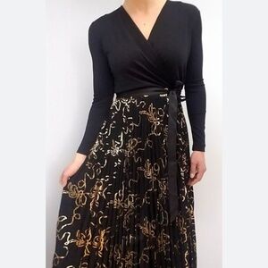 LuLaRoe Elegant Wrap Gold Deanne Maxi Cocktail Wedding Formal Dress Size Small